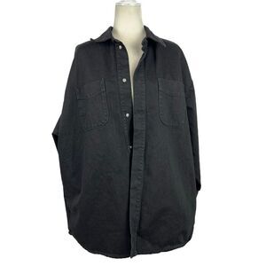 Good American Black Denim Shacket Jacket Oversized Size 1/2 Minimalist GWS999P